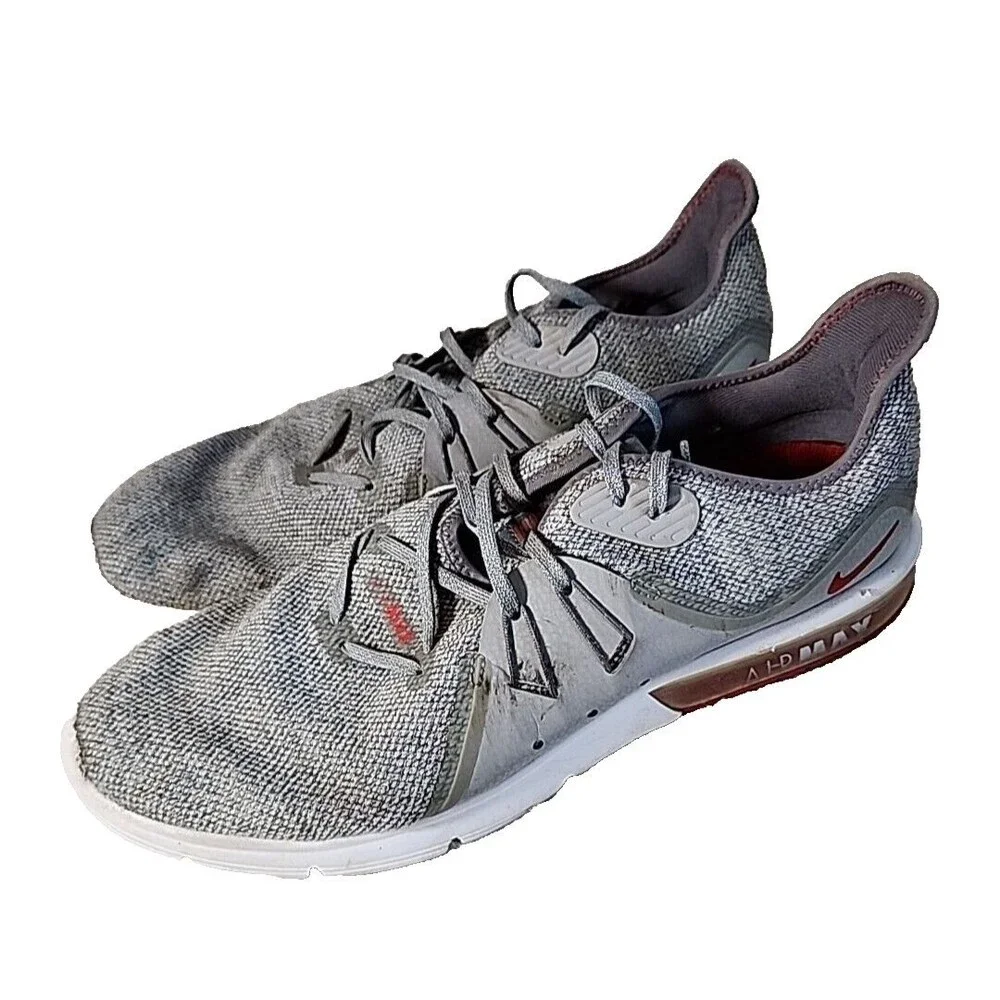 Nike Shoes MENS 13 Air Max Fitsole Sequent 3 Cool Gray University Red Sneakers